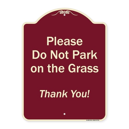 Signmission Designer Series-Please Do Not Park On The Grass Thank You!, 24" x 18", BU-1824-9791 A-DES-BU-1824-9791